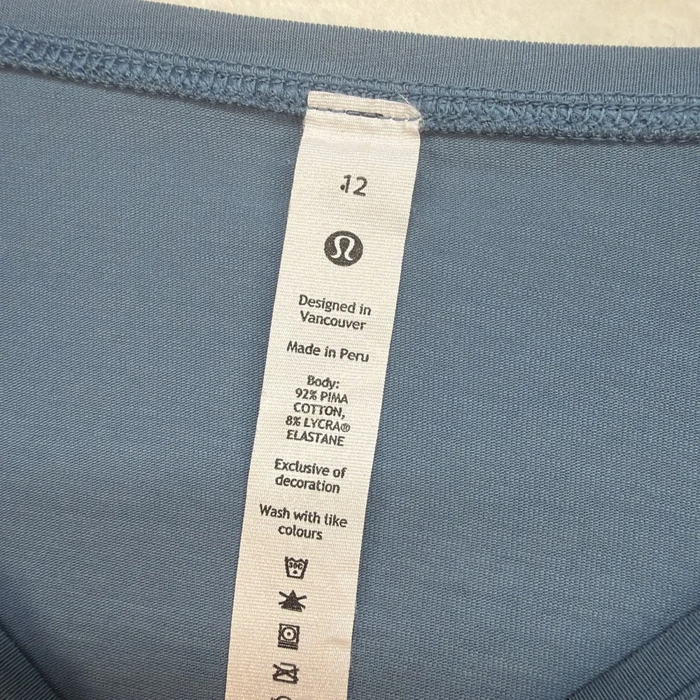 Lululemon‎ Pima Cotton Oversized Long Sleeve Top Womens 12 Blue Athleisure Yoga